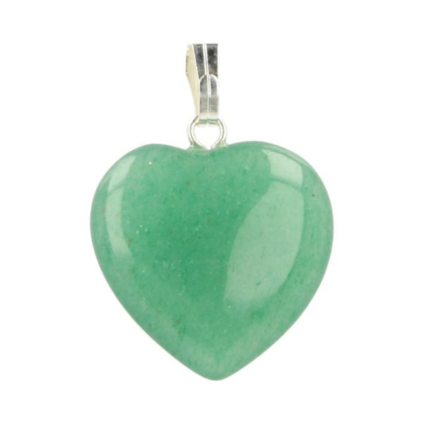 Groene aventurijn hartje hanger met oogje en 2cm breed