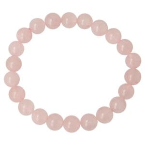 Rozenkwarts armband met 8mm kralen aan rekbaar koord