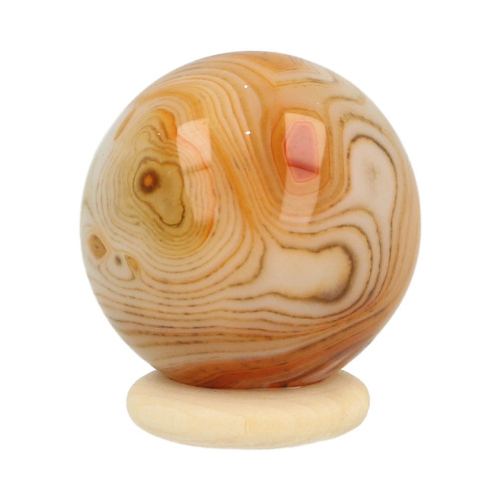 Leuke gestreepte carneool bol van 3cm met ringetje - voorbeeld 2