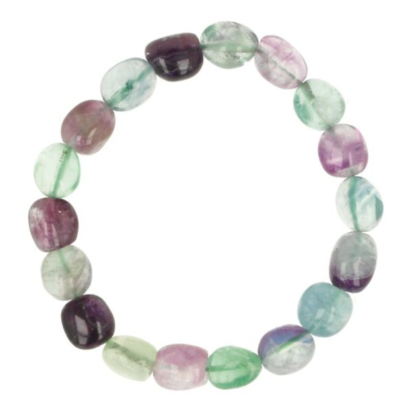 Regenboog fluoriet armband barok met kralen van circa 10mm lang en een polsomtrek van 15cm