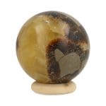 Fraaie septarie bollen met mooie tekening en diameter tussen 4-4,5 cm, inclusief houten ringetje