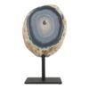 Fraaie licht blauwe agaat geode uit Brazilie op standaard