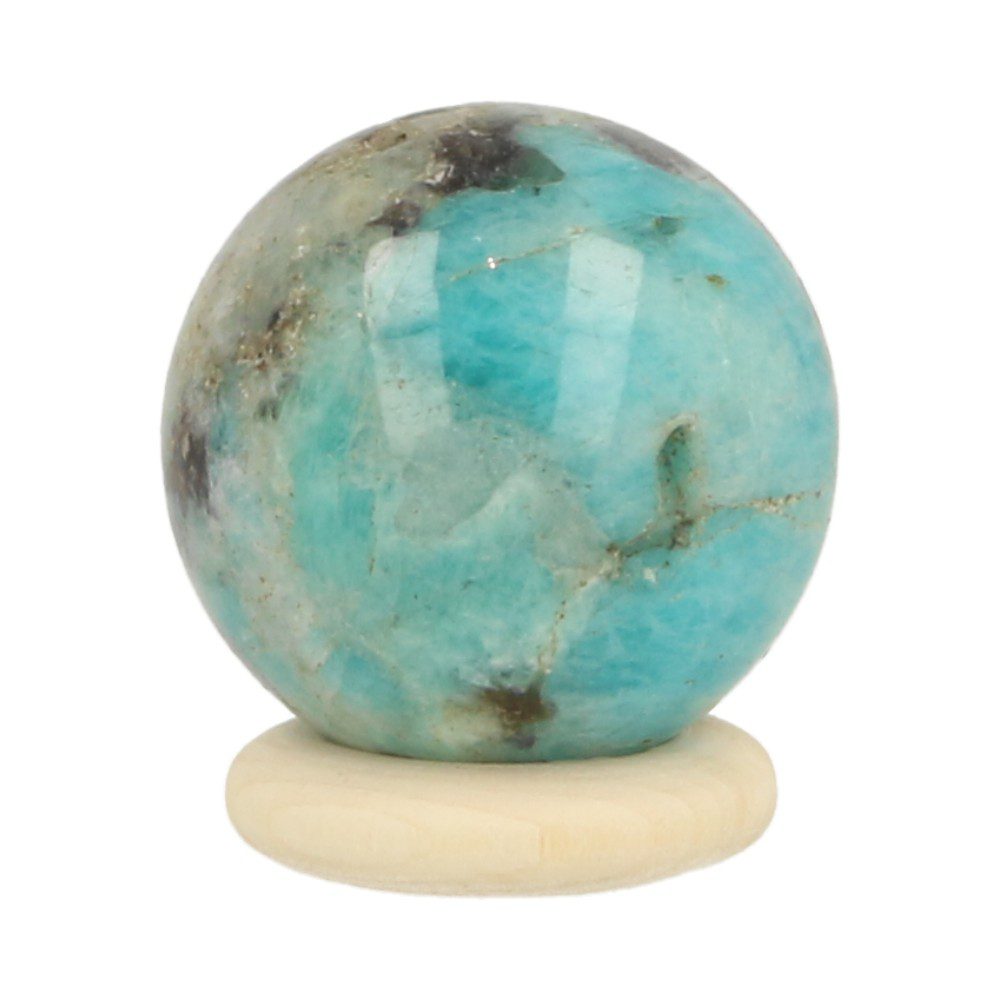 Amazoniet bol 25mm op houten ring - voorbeeld 2