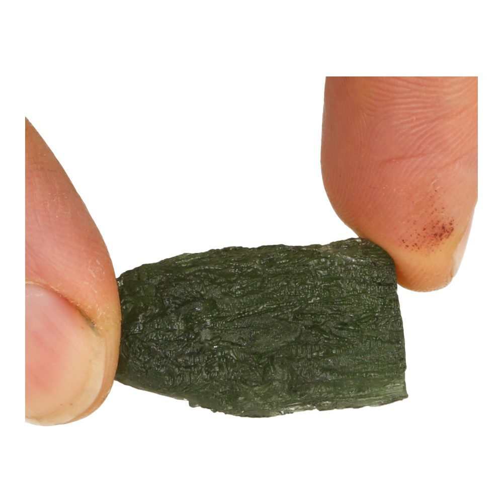Fraai stuk moldaviet van maar liefst 7,5 gram uit Tjechie. - detail in hand