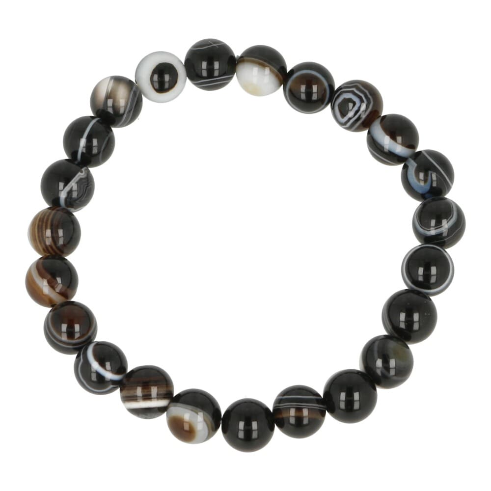 Zwarte agaat armband 8mm kralen