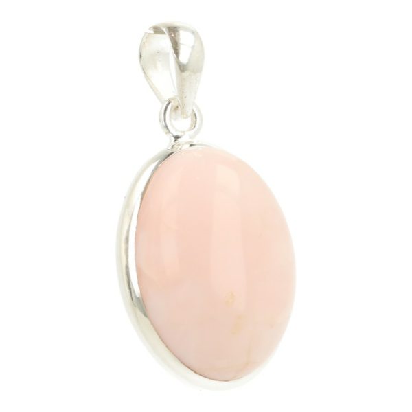 Fraaie roze opaal hanger in zilver 'RO3' uit Peru van 18mm hoog.