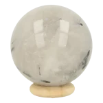 Leuke toermalijnkwarts bolletje uit China met wit/heldere kwarts en zwarte toermalijn kristallen.