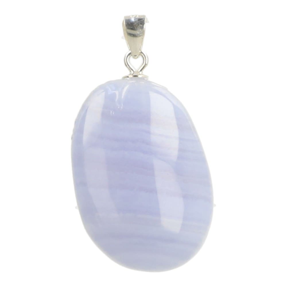 Blauwe chalcedoon hanger met oogje A-kwaliteit