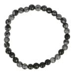 sneeuwvlokobsidiaan armband met kralen van 6mm facetgeslepen