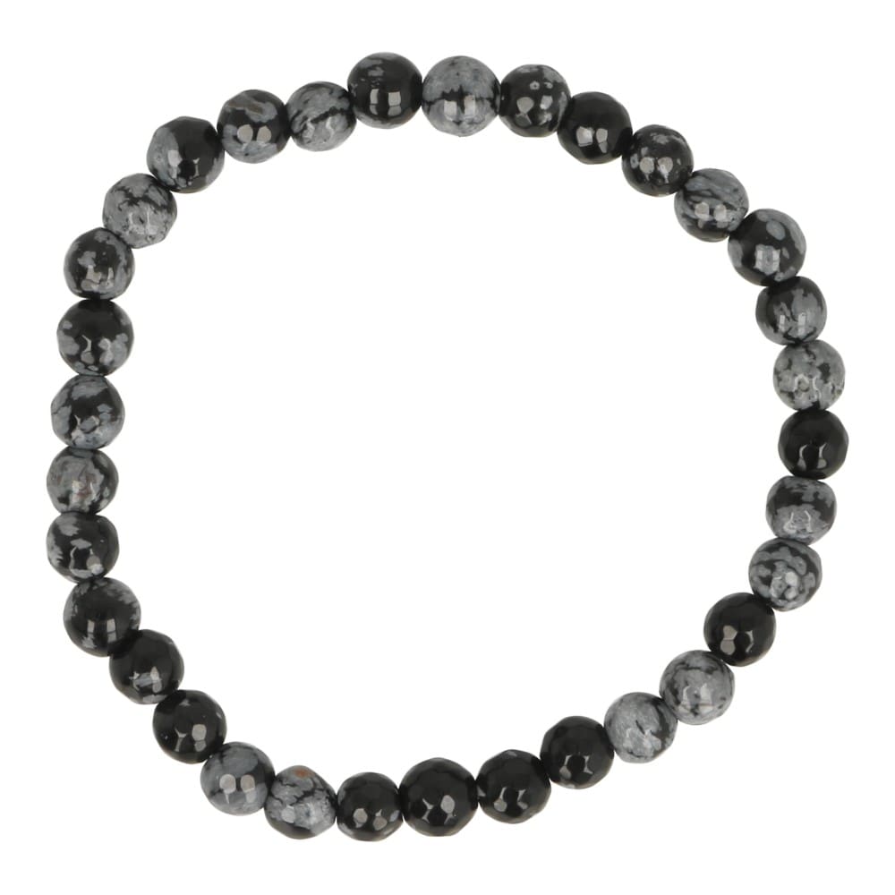 Sneeuwvlok obsidiaan armband 6mm facet