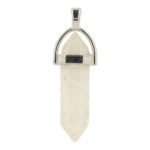 Leuke bergkristal hanger in de vorm van een geslepen dubbele punt van 3cm hoog met metalen houder