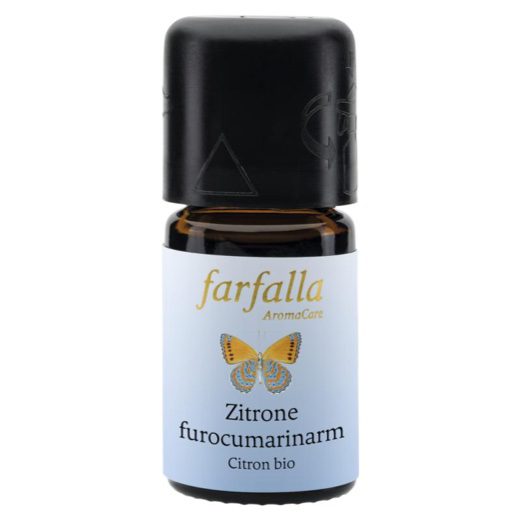 Essentiele olie van biologische citroen furocumarinearm van Farfalla. Inhoud van 5ml