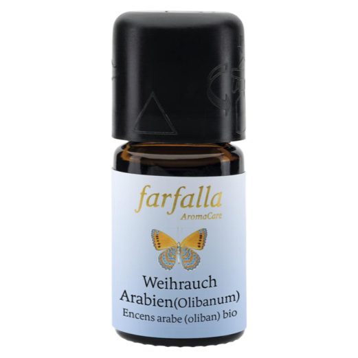 Biologische essentiële olie van wilde arabische wierook van Farfalla in 5ml flesje