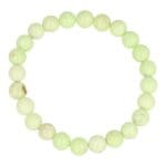 Fraaie heldere citroenchrysopraas armband met kralen van 8mm op rekbaar koord