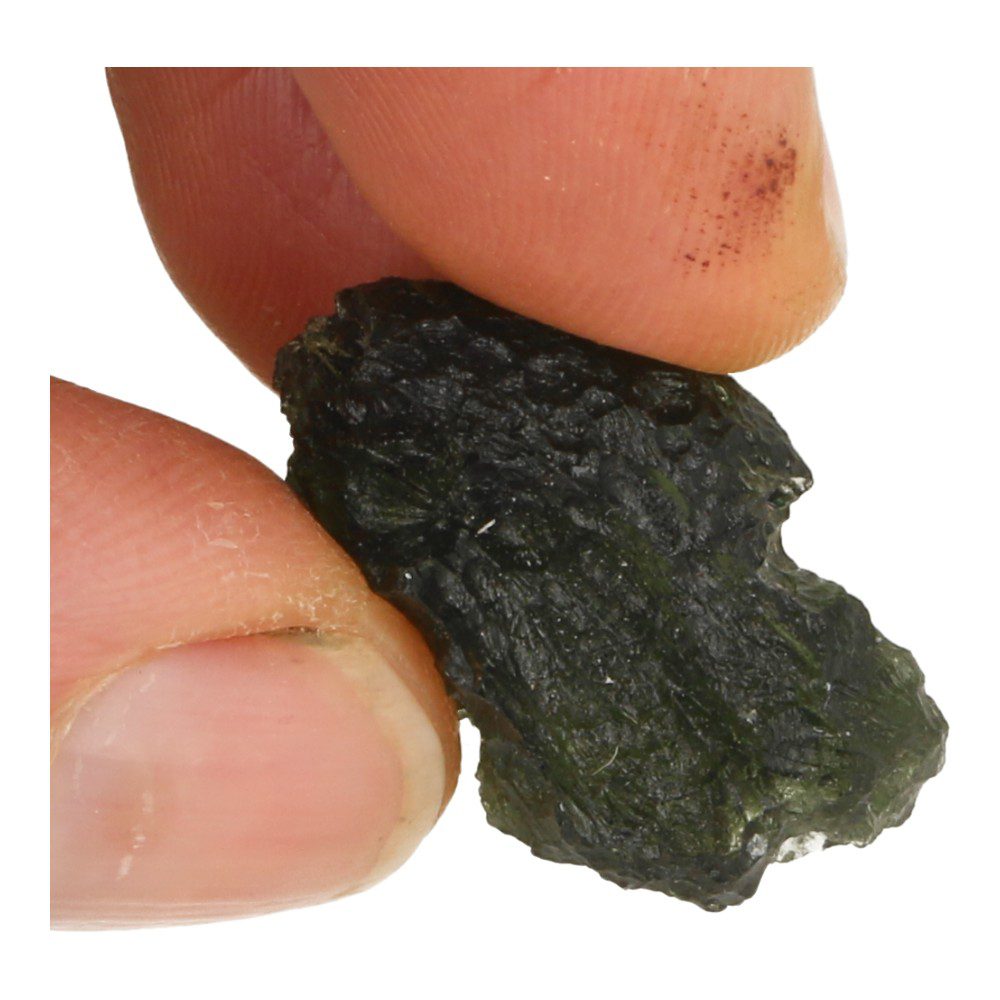 Mooi grillig en bol gevormde moldaviet van 6,9 gram - detail uiteinde
