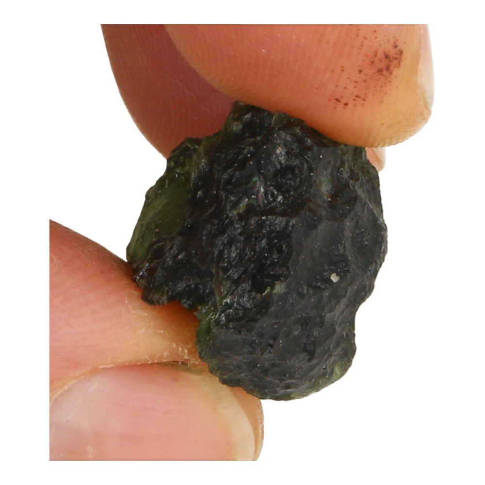 Mooi grillig en bol gevormde moldaviet van 6,9 gram - detail uiteinde 2
