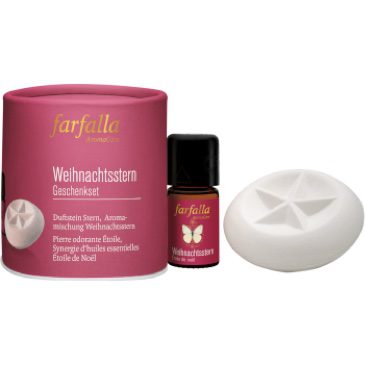 leuke geschenkset 'Christmas star van Farfalla met geurmengsel kerst en stervormige geursteen