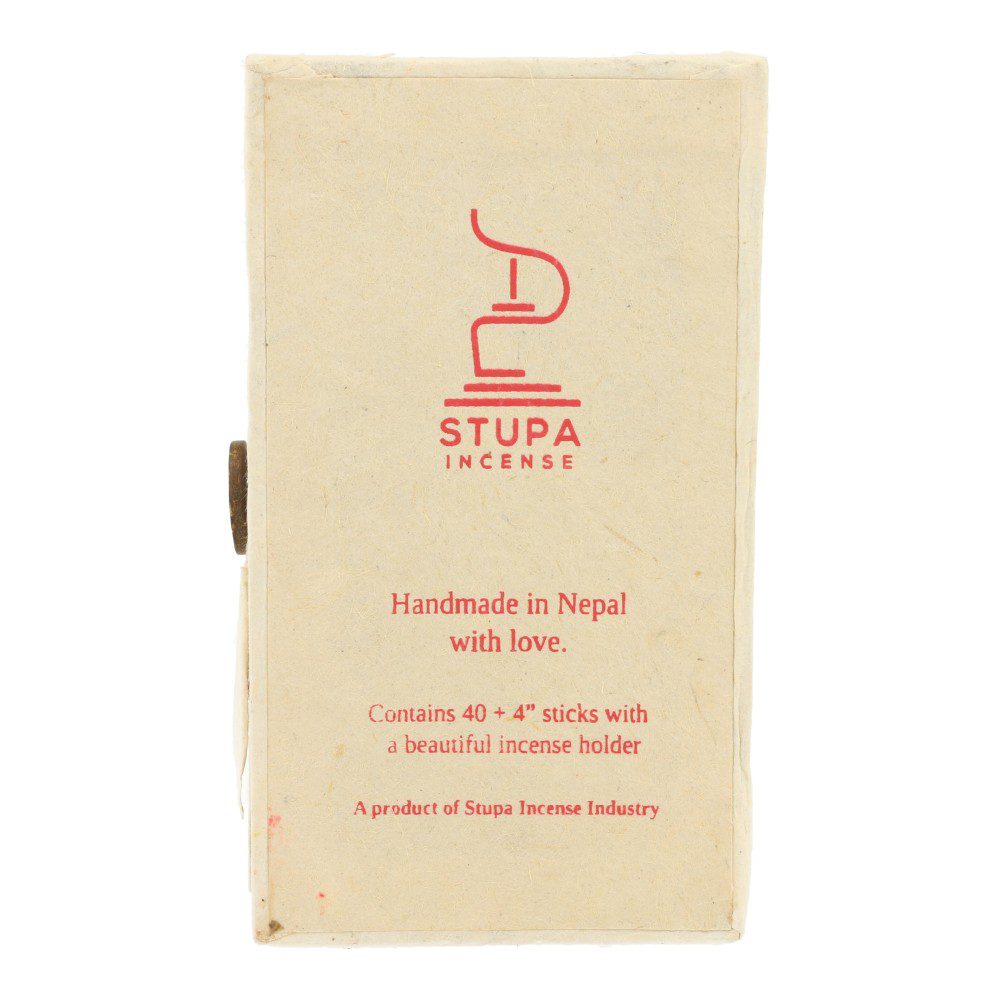 Ambachtelijke wierook met citronella in luxe doosje met houder - achterzijde van doosje