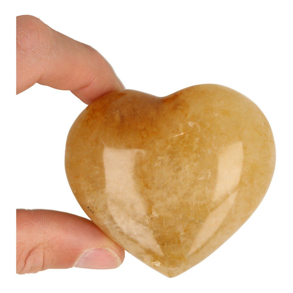 Helder geel golden healer hart van 77mm breed - met hand
