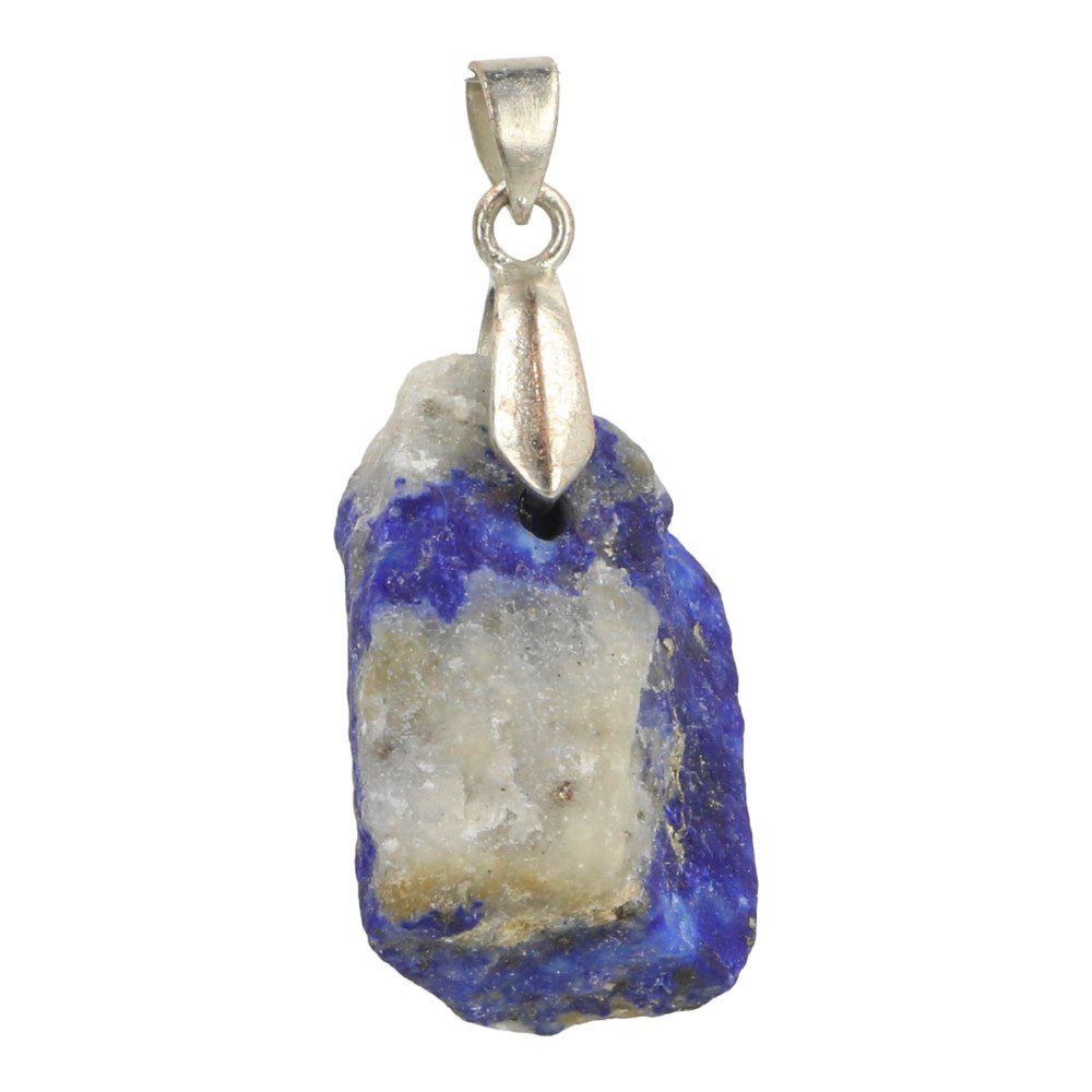 Lapis lazuli hanger ruw met oogje, gemaakt van een stukje diepblauwe lapis lazuli - voorbeeld 2