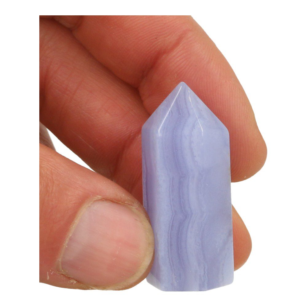 Fraaie blauwe chalcedoon toren van 4cm hoog - nr1