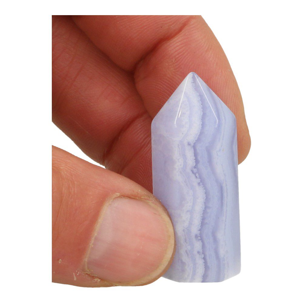 Fraaie blauwe chalcedoon toren van 4cm hoog - nr3