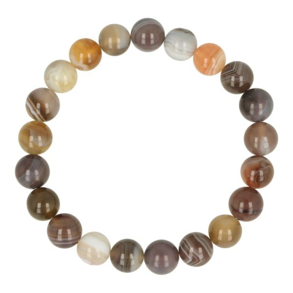 Fraaie Botswana agaat herenarmband met kralen van 10mm