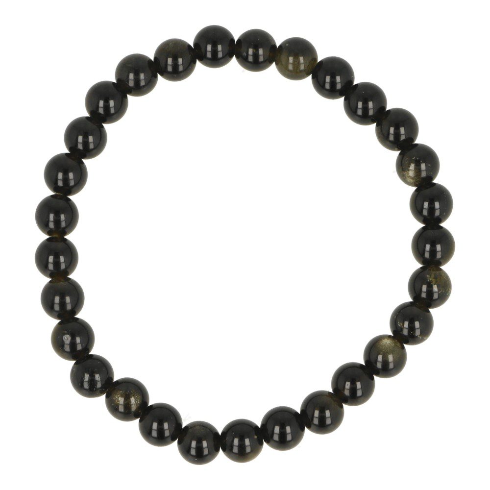 Goudglans obsidiaan armband 6mm