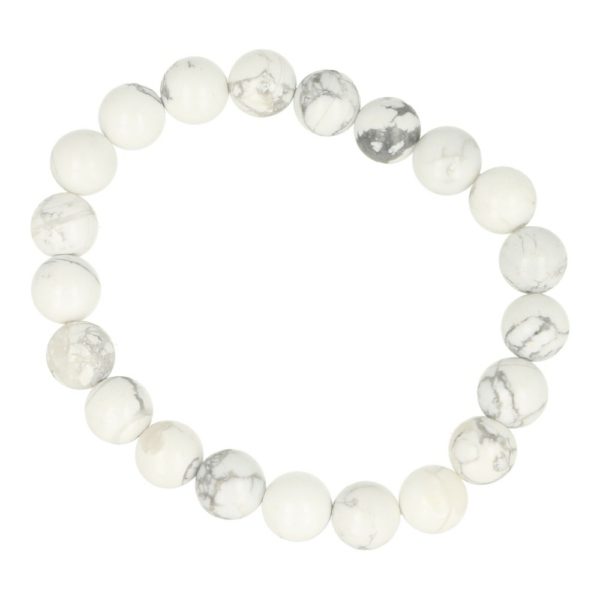 Fraaie howliet herenarmband met kralen van 10mm