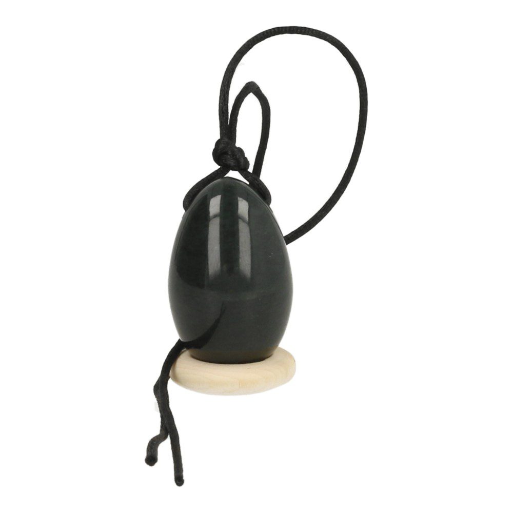 Jade nefriet yoni ei small, van 30mm hoog en 20mm diameter op houten ringetje - voorbeeld 2