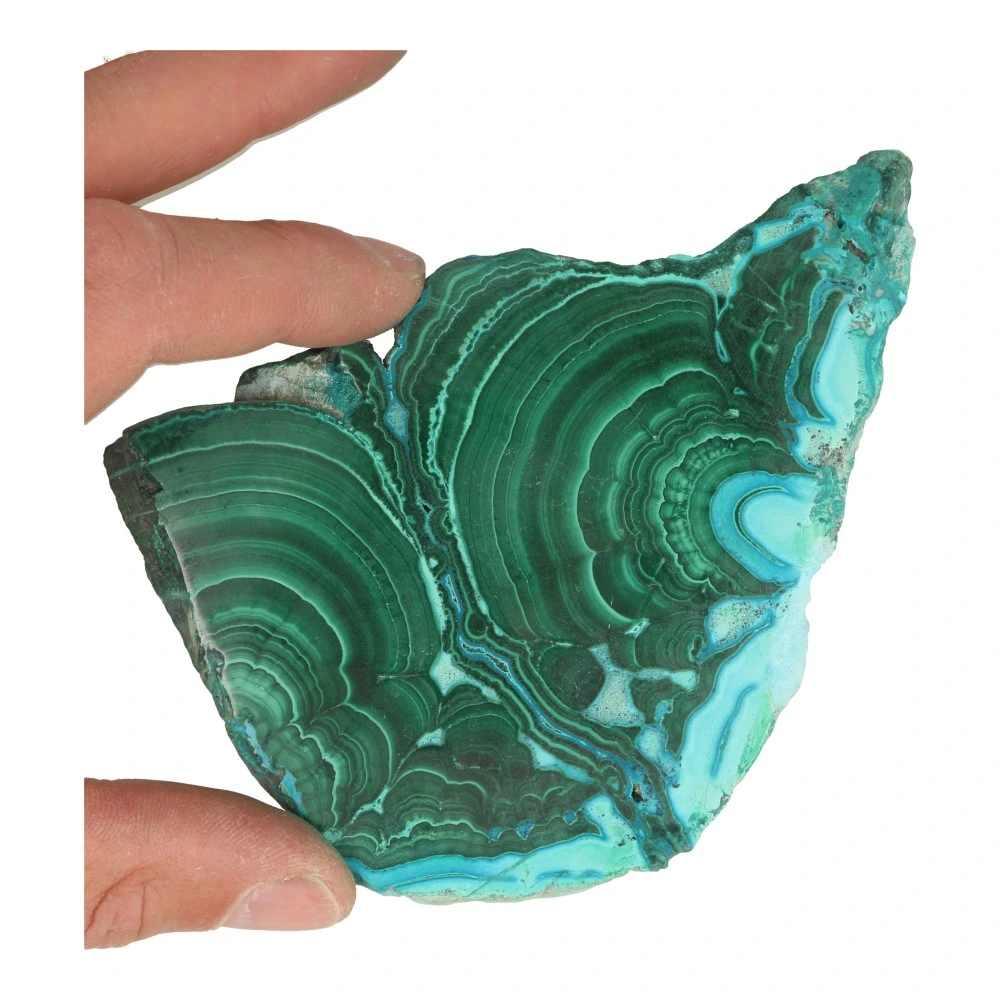Fraaie bergkristal met chrysocolla schrijf van 12,5cm lang uit Congo 'nr4' - met hand