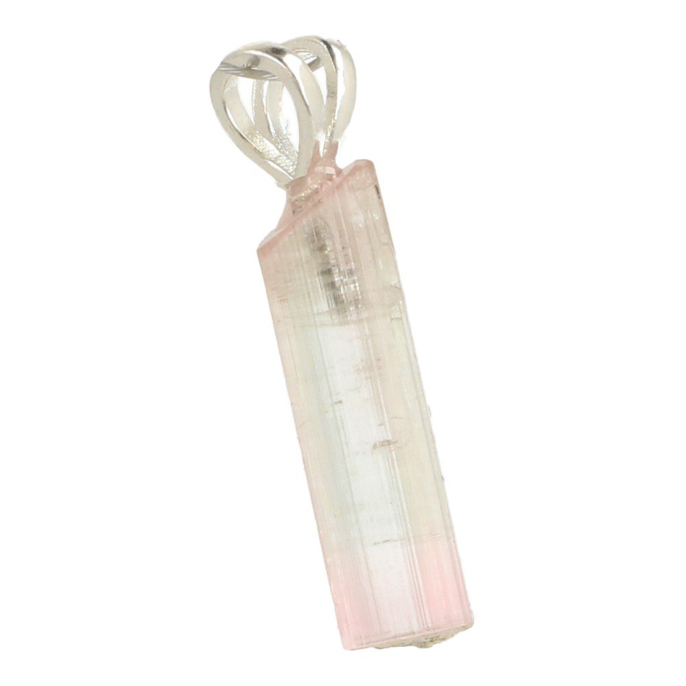 Heldere roze met blauwe toermalijn hanger met zilveren oogje en 2cm hoog, nr4 - zijaanzicht