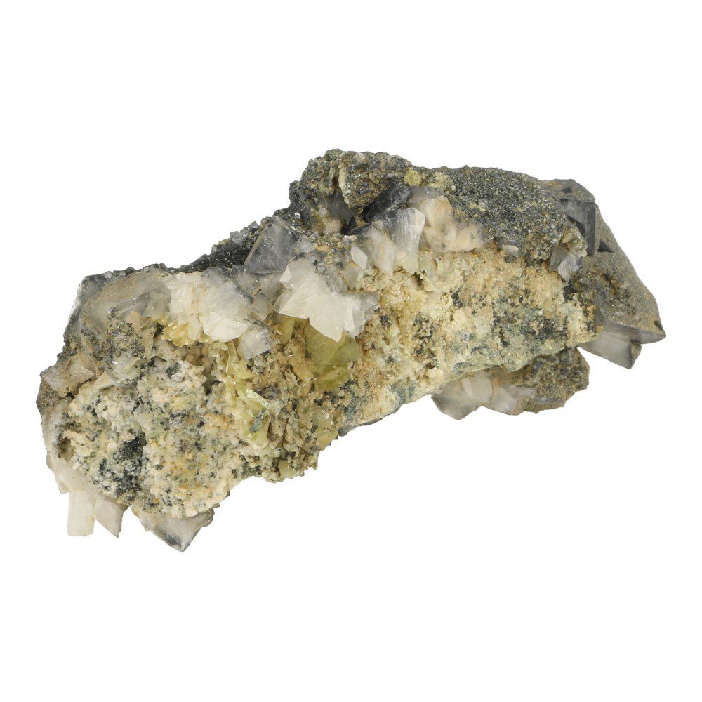Sfeen cluster, of titaniet met groene en witte kristallen en een lengte van ruim 7cm - aanzicht 2