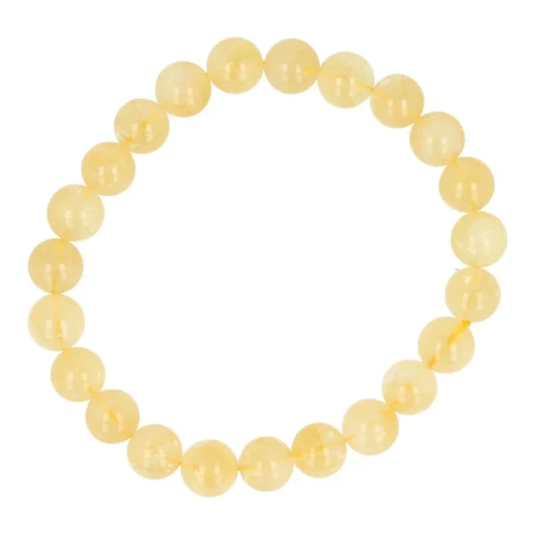 Gebrande citrien armband met kralen van 8mm op rekbaar koord