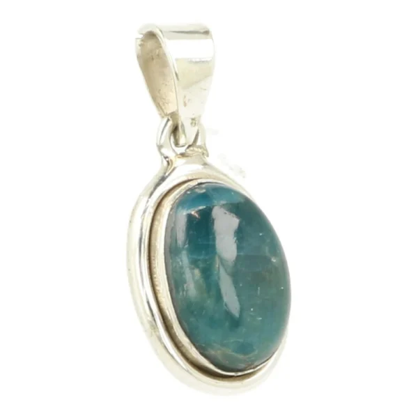 Leuke blauwe apatiet hanger met sierlijke rand van zilver 'nr3