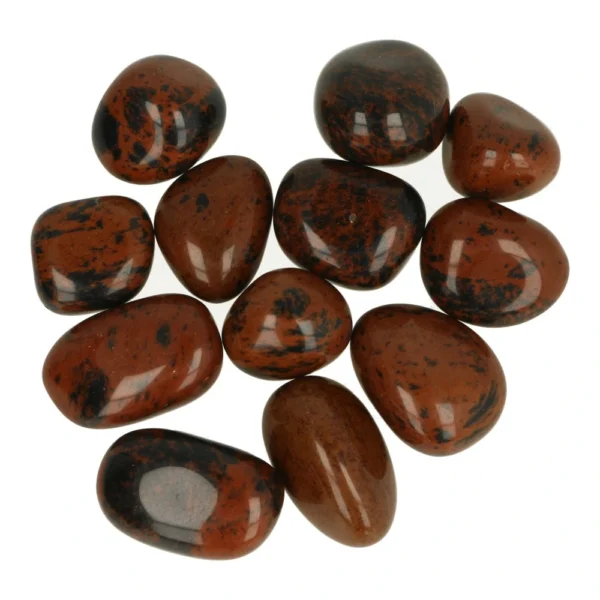 Fraaie mahonie obsidiaan trommelsteen van 2-3cm groot