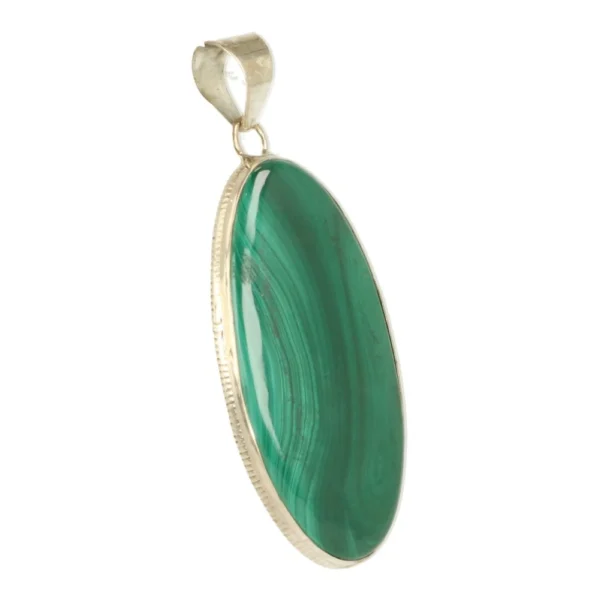 Fraaie groene malachiet hanger in zilver 'nr2'