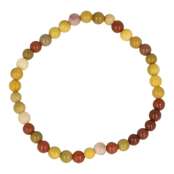 Mookaietjespis armband met kralen van 4mm op rekbaar koord