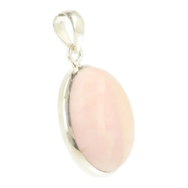Roze opaal hanger in zilver 'RO6'met zachte kleur en energie