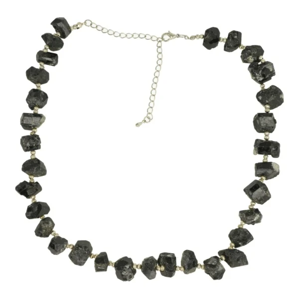 Zwarte toermalijn ketting ruw van 45-50cm lang