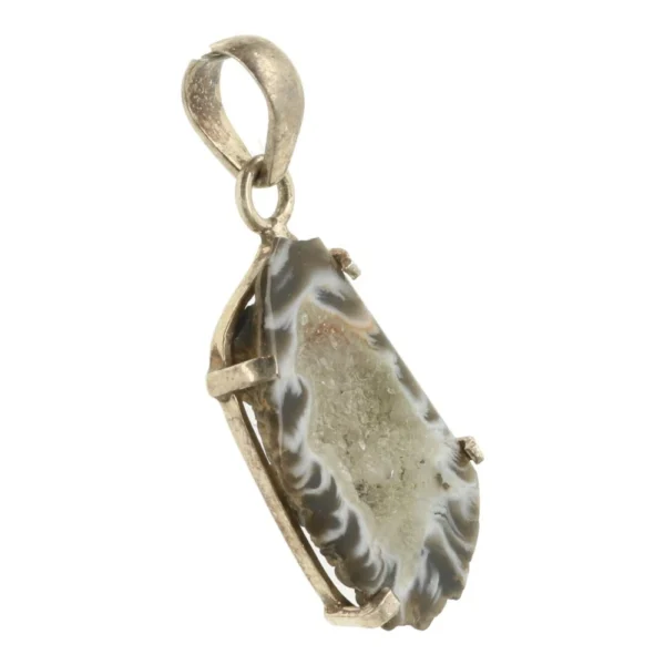 Fraaie agaat geode hanger in zilver 'nr4'