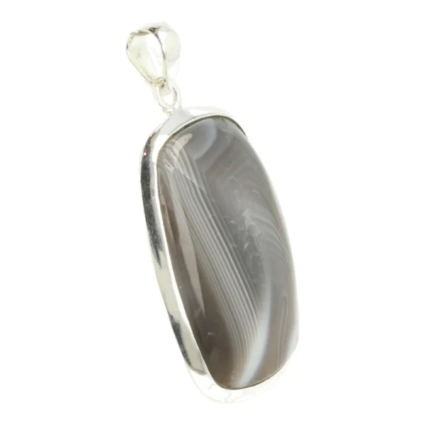 Fraaie grote Botswana agaat hanger in zilver 'nr6