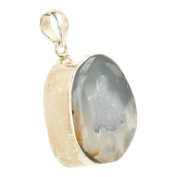 Fraaie grote agaat geode hanger in zilver 'nr7'