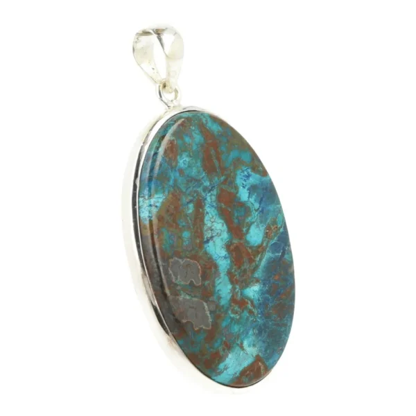 Fraaie chrysocolla met shattuckiet hanger in zilver 'nr8'