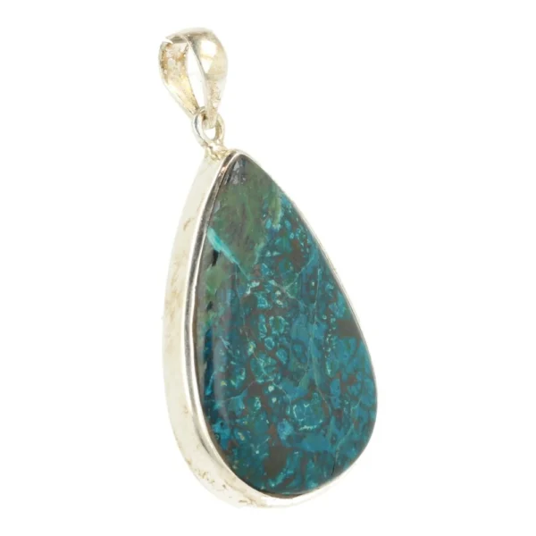 Prachtige heldere chrysocolla hanger in zilver 'nr1'