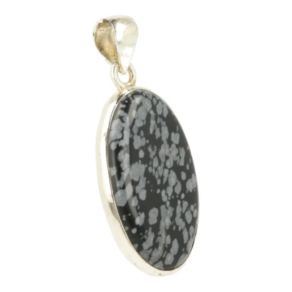 Fraaie sneeuwvlok obsidiaan hanger in zilver nr3