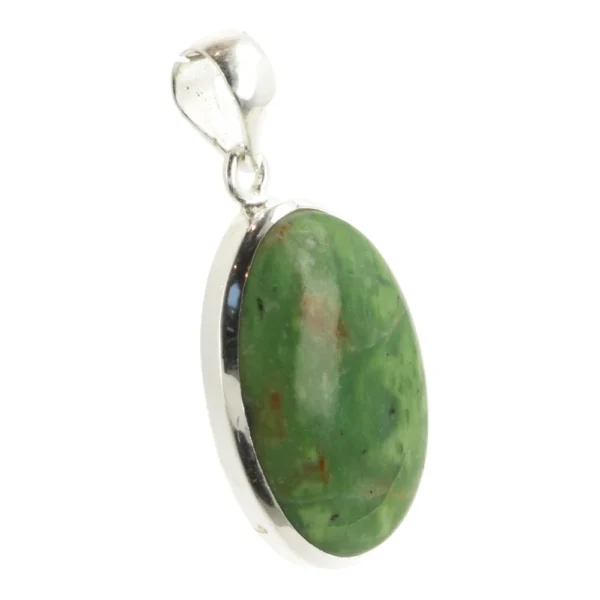 Fraaie groene chrysopraas hanger in zilver in mosgroene uitvoering 'nr7'