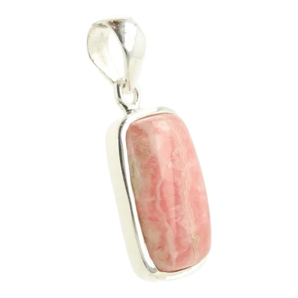Mooie rechthoekige rhodochrosiet hanger in zilver van juwelierskwaliteit 925 sterling zilver 'RS10'
