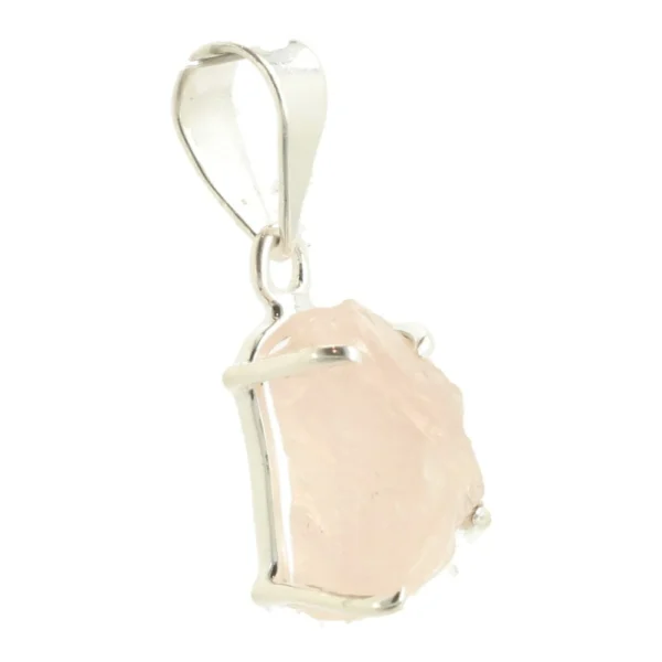 Fraaie ruwe rozenkwarts hanger in zilver 'nr6'