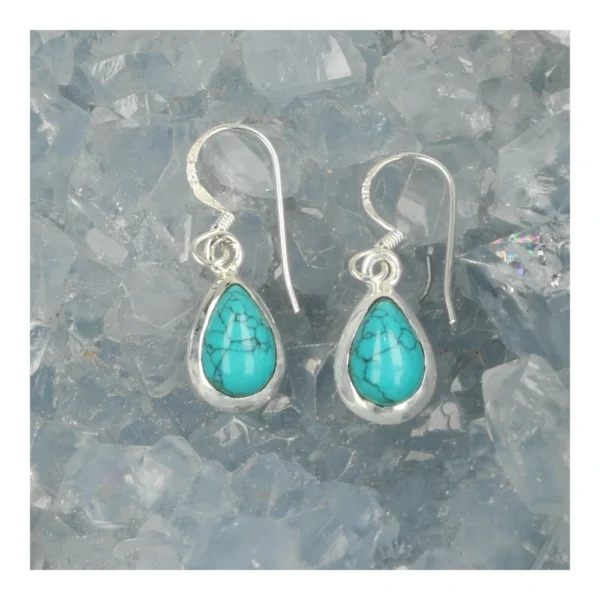 Turquoise oorbel in zilver in ovale vorm